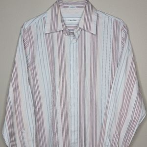 Calvin Klein Men's Long Sleeve Button Up Striped Dress Shirt, Size Small